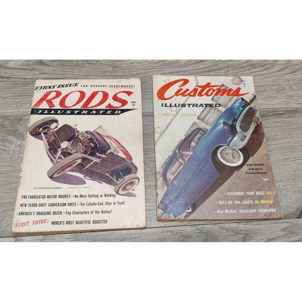 2 Vintage 1958 First Issue Magazines Rods Illustrated & Customs Illustrated Vol